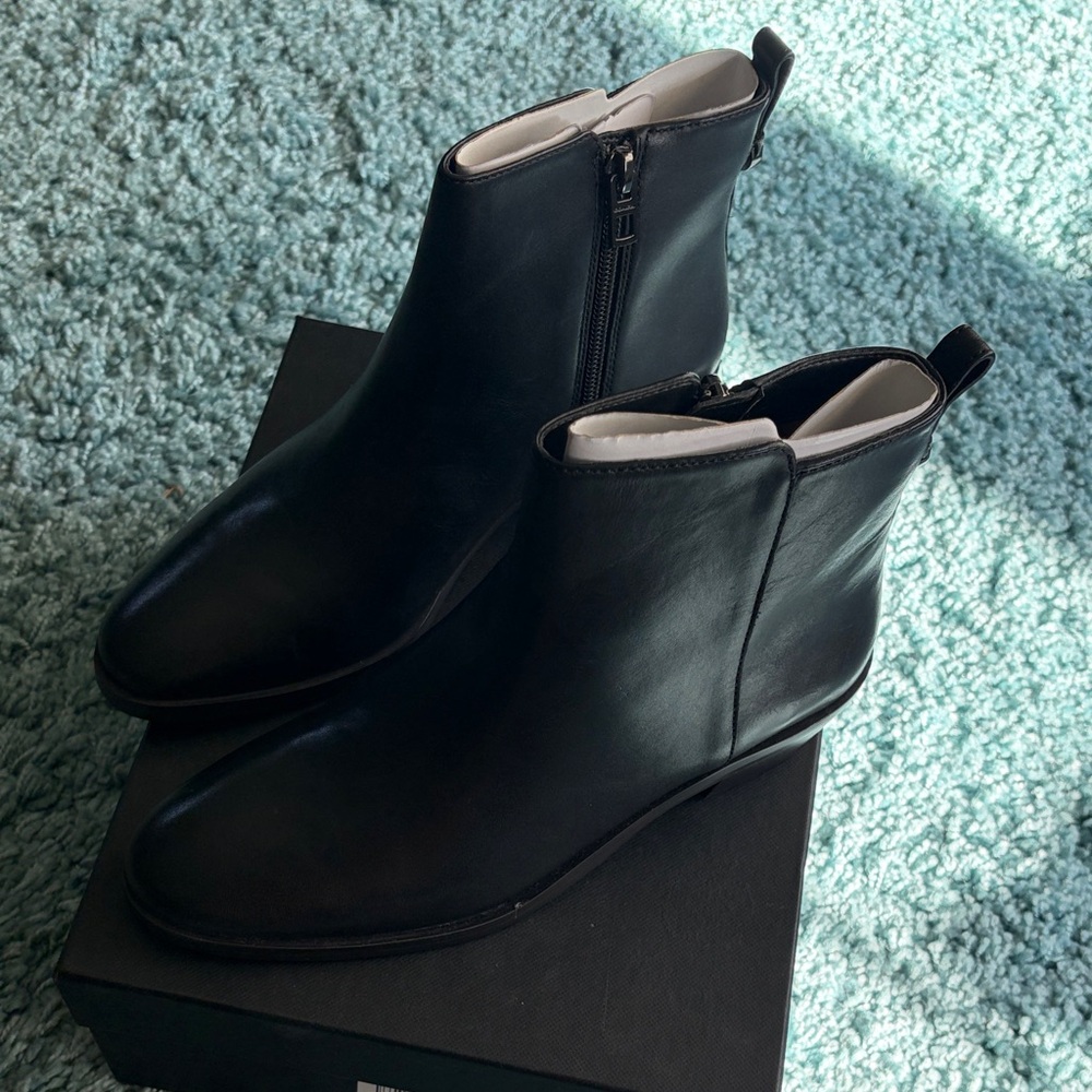 Coach Carmen Semi Matte Calf Black Leather Ankle Booties